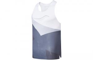 Майка для бега SS24 мужская белая основа с черно-серым принтом колорблок Saucony, белый