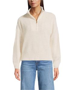 Женский свитер Drifter Shaker Wedge Quarter Zip Lands' End, Fresh ivory multi donegal