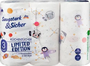 Полотенца кухонные дизайнерские 3-слойные (3х100 листов) 3 шт. Saugstark&Sicher