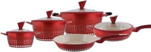 Набор посуды Kochstelle с антипригарным покрытием, 13 предметов, красный