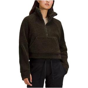 Свитшот флисовый с вышитым логотипом Scuba Lululemon, темно-оливковый