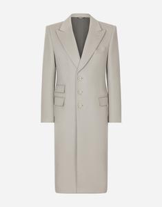 Однобортное пальто из двойного кашемира Dolce & Gabbana, серый