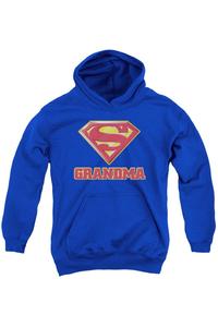 Супермен Супер Бабушка молодежная толстовка с капюшоном Gildan, синий