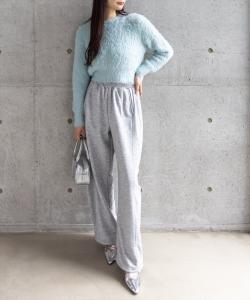 Длинный вязаный топ с круглым вырезом и перьями [Супер удобный, пушистый, универсальный трикотаж]