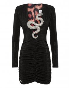 Короткое платье с кристаллами PHILIPP PLEIN, черный