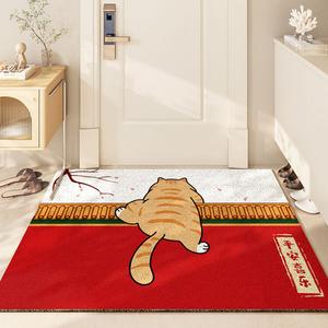 Dajiang Ковер 120x80 см для прихожей в виде кошачьего домика, праздничный красный