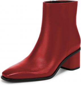 Женские ботильоны Tang'scuisins с закрытым носком квадратной формы, массивным каблуком, зимние короткие ботинки с боковой молнией, нарядная и офисная обувь, размер 4-16 US, Red