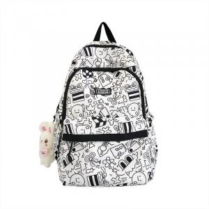 Рюкзак нейлоновый унисекс черный/розовый/зеленый/синий/фиолетовый BALANG, черный с подвеской