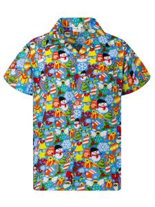 Рубашка на пуговицах классического кроя King Kameha Christmas Allover, светло-голубой