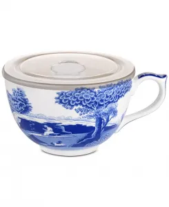 Синяя итальянская большая кружка с крышкой Spode, blue/white