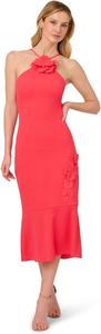 Платье Adrianna Papell 3d Flower Halter Midi Dress, Beach Rose