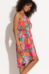 Пляжное платье с вырезом и золотой цепочкой из вискозы Lenzing Ecovero Pour Moi, оранжевый