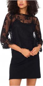 Женский длинный джемпер с фестончатым подолом и круглым вырезом Vince Camuto, Rich Black