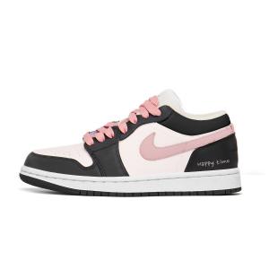 Jordan Air 1 устойчивые к истиранию дышащие низкие винтажные баскетбольные кроссовки Unisex Black Pink