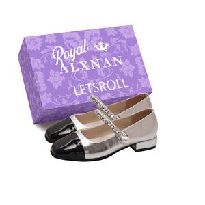 Туфли Мэри Джейн на блочном каблуке женские Alxnan, Beige Black+Box