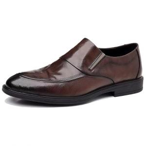 SENJIALUO Повседневные кожаные туфли мужские низкие черно-коричневые, цвет Brown