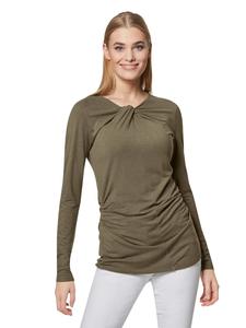 MADELEINE Футболка с длинными рукавами, присборенная и завязанная узлом, оливкового цвета