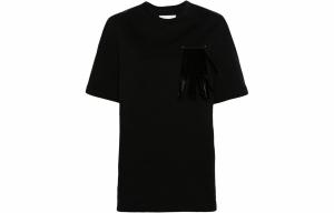 Футболка с бахромой и брошью JIL SANDER, черный