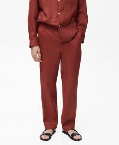 Мужские льняные брюки с эластичным поясом MANGO, Cherry