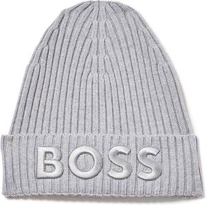 Мужская вязаная шапка с тональным логотипом BOSS, Grey Snowflake