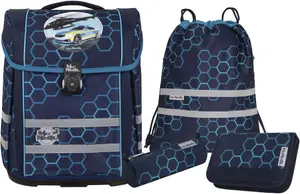 Школьная сумка McNeill "Perfecto, Xagon", светоотражающие полосы на лямках, светоотражающие поверхности, в том числе пенал, спортивная сумка, рулончик для карандашей и магнит с мотивом, цвет Xagon