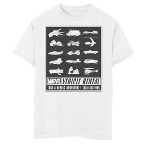 Футболка с графическим рисунком для мальчиков 8–20 лет, посвященная комиксам Marvel «Прокат автомобилей в стиле ретро» и «Героические приключения» Marvel, белый