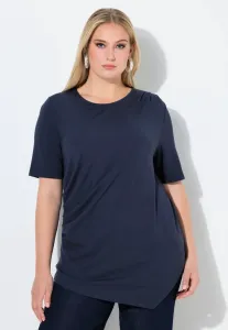 Футболка с асимметричным заостренным низом и принтом. Ulla Popken, Marine