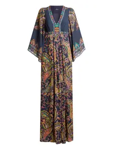 Платье с V-образным вырезом и принтом пейсли Etro, синий