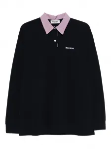 Поло с полосатым воротником MIU MIU, синий