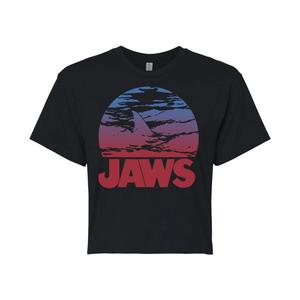 Укороченная футболка Juniors' Jaws с омбре и плавниками Licensed Character, черный