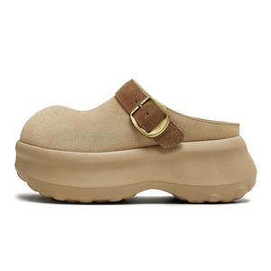 Teenmix Женские тапочки с закрытым носком на резиновой подошве, бесшумные и устойчивые к истиранию, светло-бежевые, цвет Light Camel