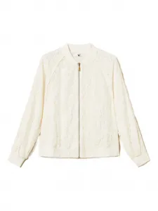 Свитшот с кружевом и молнией Twinset, белый