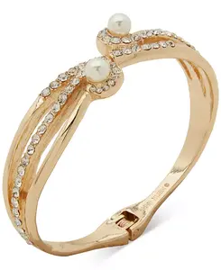 Браслет с завитками и имитацией жемчуга золотистого оттенка Anne Klein, pearl