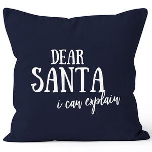 Чехол на подушку Рождество Дорогой Санта, я могу объяснить, забавный чехол на подушку, декоративная подушка, хлопок MoonWorks, темно-синий 40см x 40см