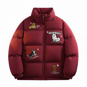 Пуховик Unisex с воротником стойкой утепленный HUANQIU, burgundy