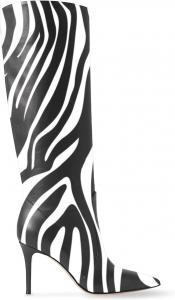 Женские сапоги FOWT с широким голенищем до колена, на невысоком каблуке, с острым носком, длинные сапоги, без застежки, повседневные, для осени, удобные, мягкие для ходьбы, размеры 4-16 US, Zebra