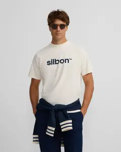 Мужская футболка с флокированием Silbon, кремовый