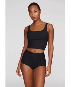 Майка с квадратным вырезом - модальный шелк в рубчик CUUP, черный