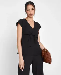 Женская блуза с бантом на груди Trucco, чёрный