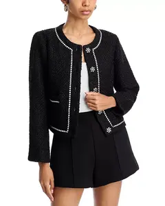 Твидовый жакет с контрастной строчкой - эксклюзив Aqua, черный