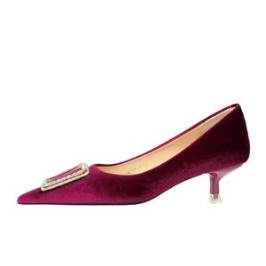 Повседневные однобортные туфли женские QITUMAUL, Black[Heel Height 4.5Cm]