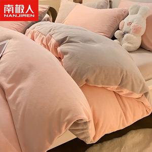 Antarctic Комплект постельного белья из 3 предметов (простыня 120 см, пододеяльник 150х200 см), молочный бархат, цвет Fenyu + светло-серый