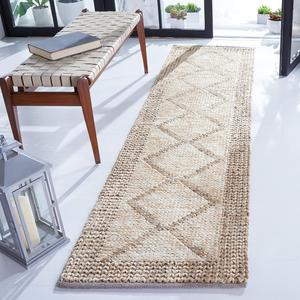 Ковер-дорожка SAFAVIEH, 69 x 275 см, Kilim Collection, Natural & Beige, ручной работы марокканский джут, идеально для помещений с высокой проходимостью в гостиной, спальне (KLM457A)
