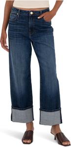 Джинсы KUT from the Kloth Women's Sienna High-Rise Straight Leg-Roll Up 5" in Clarity, Clarity