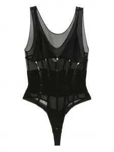 Боди с сетчатыми вставками Elisabetta Franchi, черный