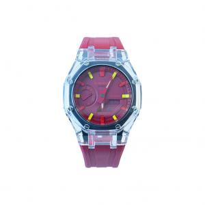 Часы Casio G-Shock Analog-Digital 2100 Series, арт. GA-2100-1A1, красный/прозрачный/кораллово-красно-желтый