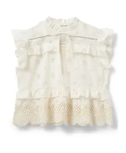 Вышитая блузка кремового цвета с деталями. Sofie Schnoor, бежевый