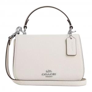 COACH Кожаная наплечная сумка поперечного плетения Маленькая поясная сумка Женская дамская сумочка Мел