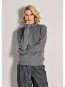 MADELEINE Элегантный шерстяной свитер с горизонтальной текстурой, цвет серый/бежевый/меланж