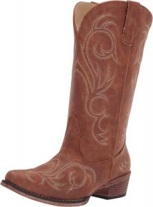 Женские ковбойские сапоги Roper Riley - голенище 12 - винтажные ковбойские сапоги для женщин с заостренным носком, гибкая подошва и амортизированная стелька, Bronze